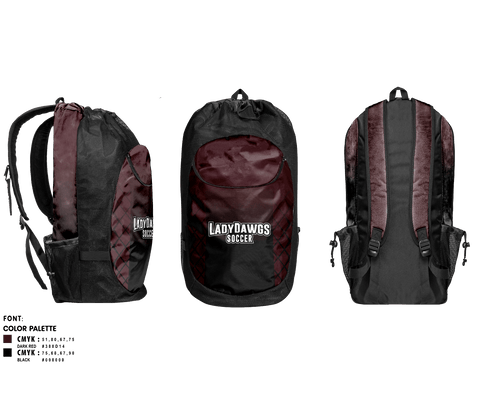 Gear Bag, LadyDawgs, Women's Soccer, Teamtime, Team time, sublimation, custom sports apparel, team uniforms, spirit wear, spiritwear, sports uniforms, custom shirts, team store, custom team store, fundraiser sports, apparel fundraiser