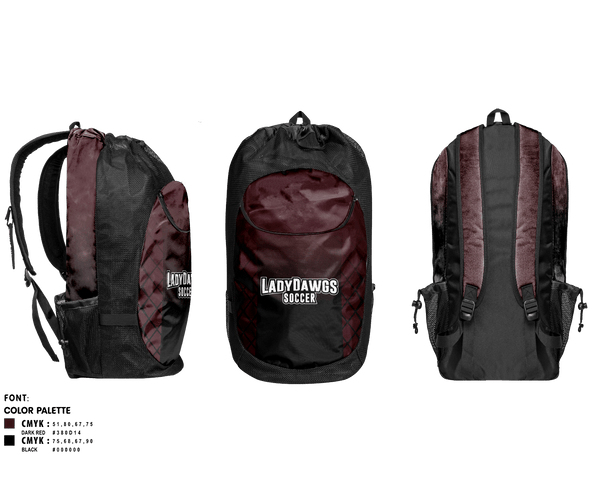 Gear Bag, LadyDawgs, Women's Soccer, Teamtime, Team time, sublimation, custom sports apparel, team uniforms, spirit wear, spiritwear, sports uniforms, custom shirts, team store, custom team store, fundraiser sports, apparel fundraiser