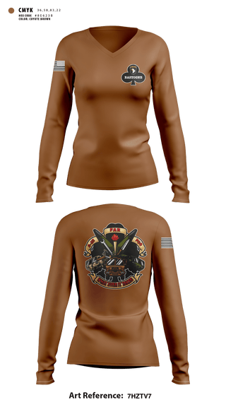 Women's Long Sleeve Vneck Shirt, F co. 2-32 FAR, Army, Teamtime, Team time, sublimation, custom sports apparel, team uniforms, spirit wear, spiritwear, sports uniforms, custom shirts, team store, custom team store, fundraiser sports, apparel fundraiser