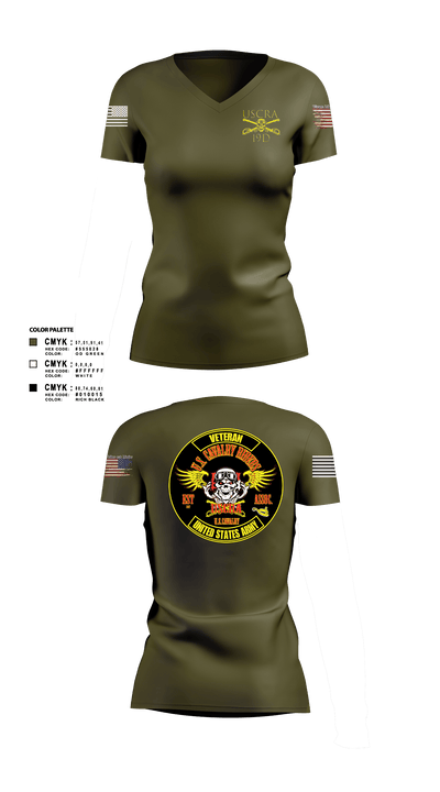 US Cavalry Riders 76444947 Women's Short Sleeve V-neck Shirt - 2