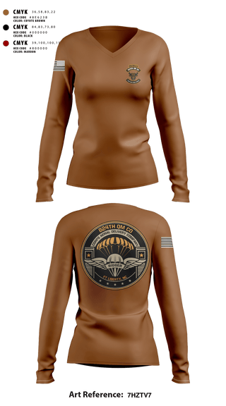 Women's Long Sleeve Vneck Shirt, 824th QM CO (CADC-A), Army, Teamtime, Team time, sublimation, custom sports apparel, team uniforms, spirit wear, spiritwear, sports uniforms, custom shirts, team store, custom team store, fundraiser sports, apparel fundraiser