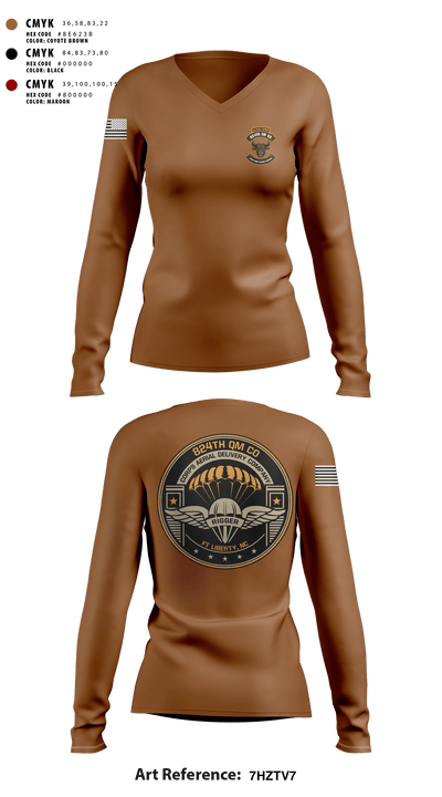 824th QM CO (CADC-A) 69842964 Women's Long Sleeve V-neck Shirt - 1 (2)