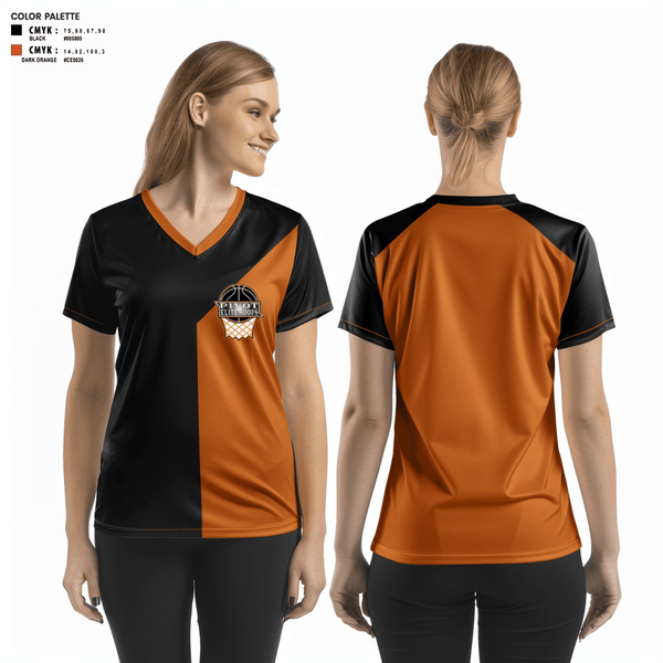 Women's Short Sleeve Vneck Shirt, Pivot Elite Hoops, Women's Basketball, Teamtime, Team time, sublimation, custom sports apparel, team uniforms, spirit wear, spiritwear, sports uniforms, custom shirts, team store, custom team store, fundraiser sports, apparel fundraiser