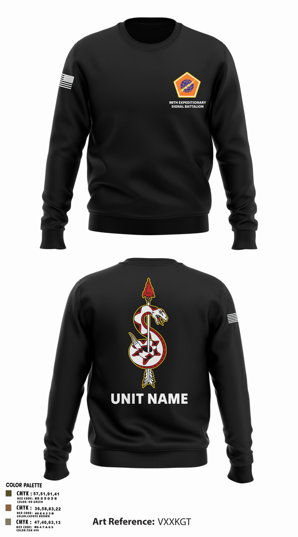 Crew Neck Sweatshirt, 98th Expeditionary Signal Battalion, Army, Teamtime, Team time, sublimation, custom sports apparel, team uniforms, spirit wear, spiritwear, sports uniforms, custom shirts, team store, custom team store, fundraiser sports, apparel fundraiser