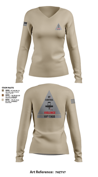 Women's Long Sleeve Vneck Shirt, 19th TASS, Air Force, Teamtime, Team time, sublimation, custom sports apparel, team uniforms, spirit wear, spiritwear, sports uniforms, custom shirts, team store, custom team store, fundraiser sports, apparel fundraiser