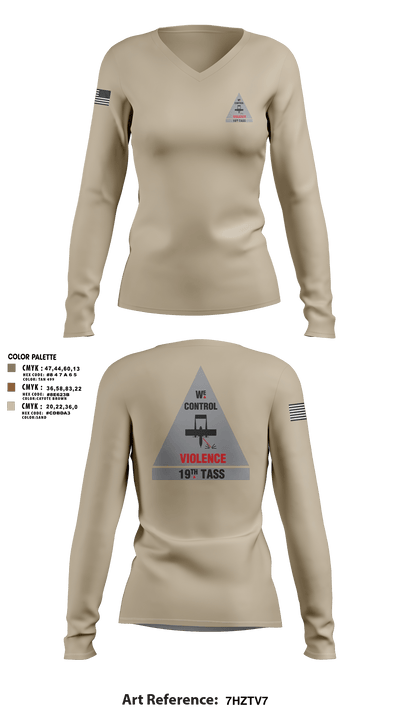 19th TASS 24755317 Women's Long Sleeve V-neck Shirt - 3