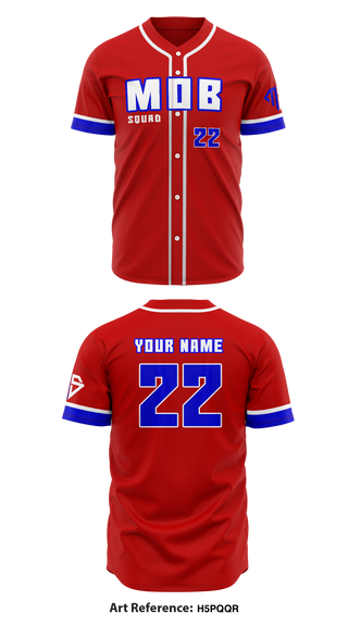 MOB Squad 13394809 Full Button Baseball Jersey - 1
