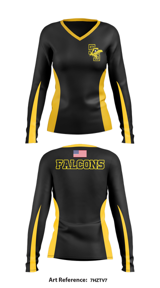 Falcons 75400730 Women's Long Sleeve V-neck Shirt - 1