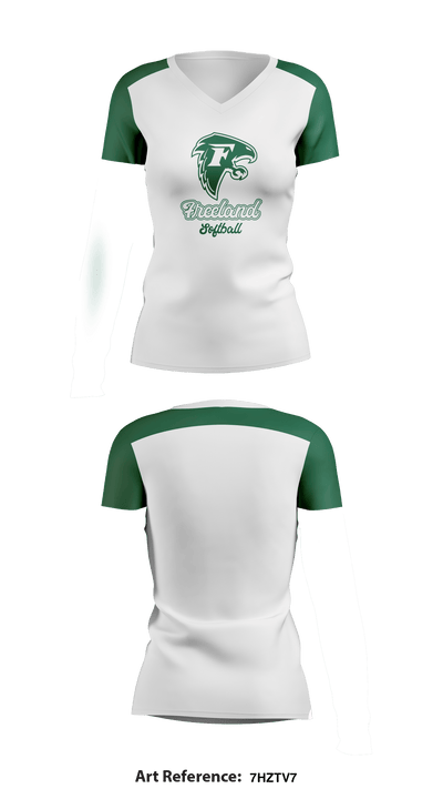 Freeland softball 26658764 Women's Short Sleeve V-neck Shirt - 1
