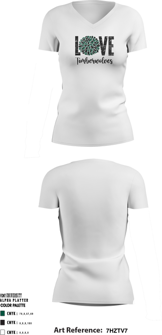 Cedar Park Timberwolves 13556335 Women's Short Sleeve V-neck Shirt - 2