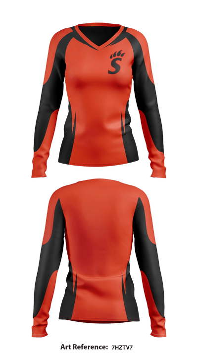 Spencerville High School Cheer 17427308 Women's Long Sleeve V-neck Shirt - 1