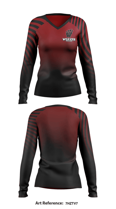 Weaver High School Soccer 30117244 Women's Long Sleeve V-neck Shirt - 1