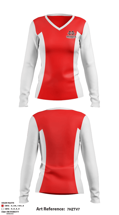 Magnolia High School Cheer 33058931 Women's Long Sleeve V-neck Shirt - 2