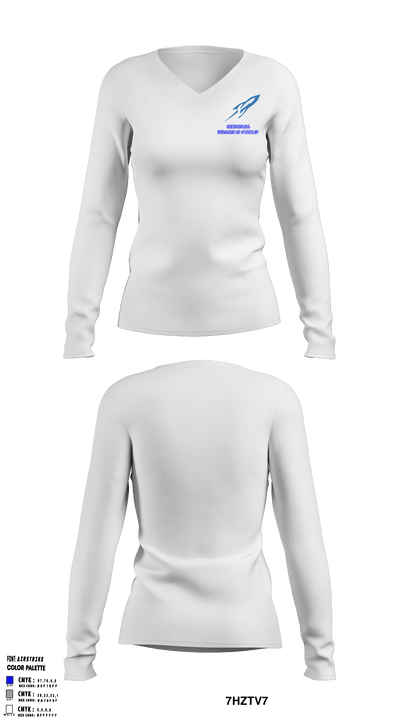 Central High School 54866943 Women's Long Sleeve V-neck Shirt - 2
