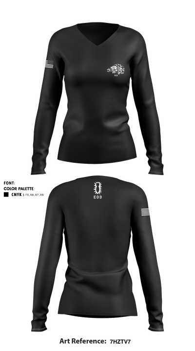 789th EOD 33174238 Women's Long Sleeve V-neck Shirt - 4