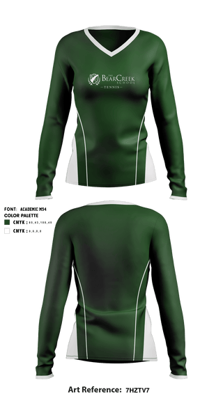 The Bear Creek Upper School Tennis 70605798 Women's Long Sleeve V-neck Shirt - 2
