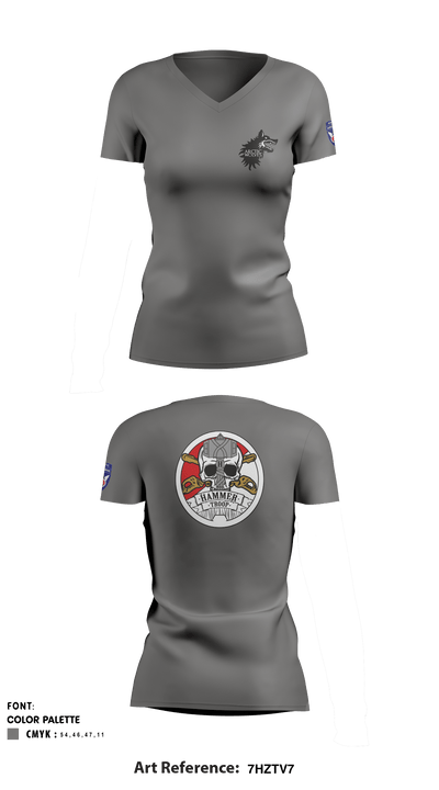 HHT, 5-1 CAV 78942077 Women's Short Sleeve V-neck Shirt - 3