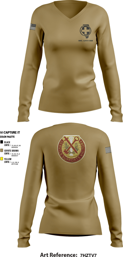 HHC 634th BSB 93326956 Women's Long Sleeve V-neck Shirt - 5