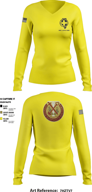 HHC 634th BSB 93326956 Women's Long Sleeve V-neck Shirt - 6