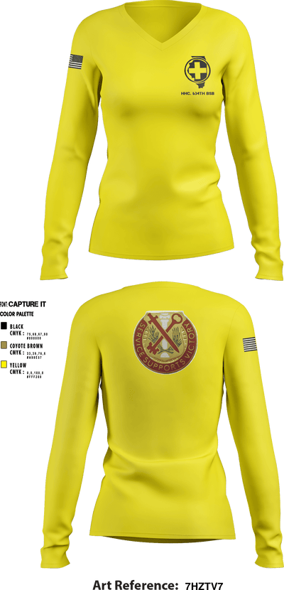 HHC 634th BSB 93326956 Women's Long Sleeve V-neck Shirt - 6