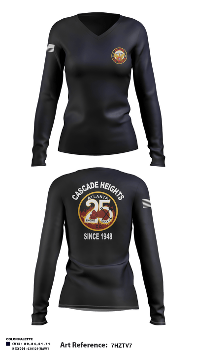 AFRD Company 25 95984984 Women's Long Sleeve V-neck Shirt - 3