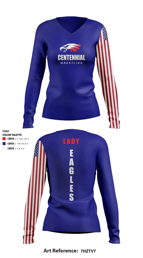 St Lucie west centennial wrestling 81384021 Long Sleeve Women's V-Neck Shirt - 11