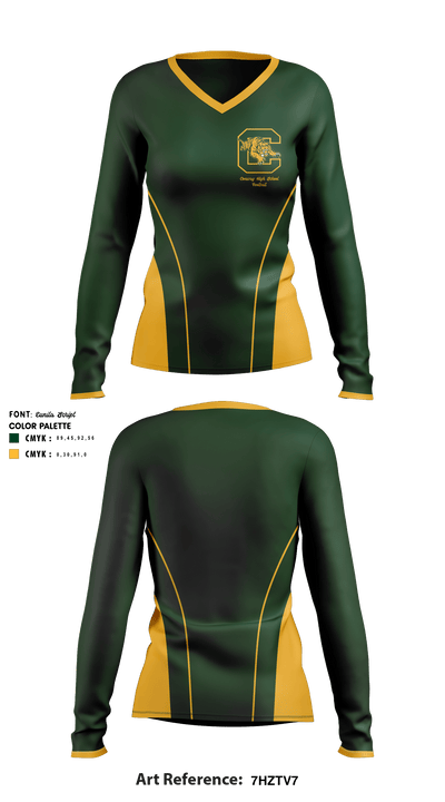 Conway High School Football 2543740 Women's Long Sleeve V-neck Shirt - 1
