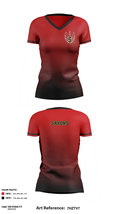 Schaumburg High School Bowling 29259600 Women's Short Sleeve V-neck Shirt - 2