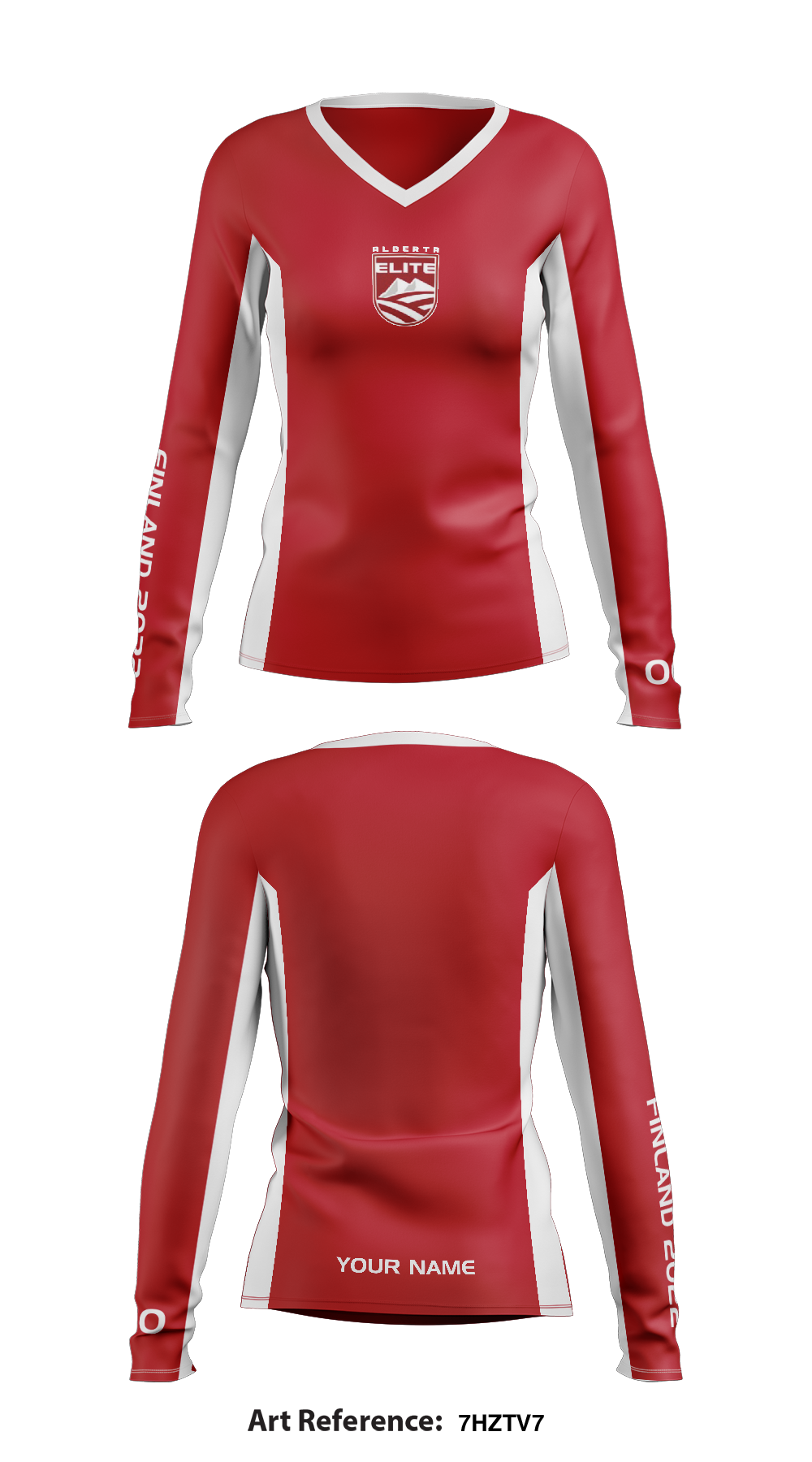 Alberta Elite 745638 Women's Long Sleeve V-neck Shirt - 2