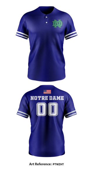 Notre Dame High School 85058663 Two Button Softball Jersey - 2