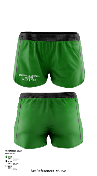 Women's Shorts, Homestead Mustang Sprints, Track & Field, Teamtime, Team time, sublimation, custom sports apparel, team uniforms, spirit wear, spiritwear, sports uniforms, custom shirts, team store, custom team store, fundraiser sports, apparel fundraiser