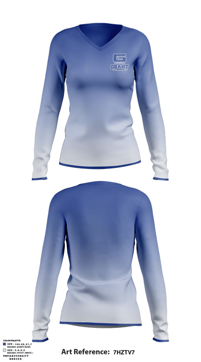 Grant High School Tennis 29110296 Women's Long Sleeve V-neck Shirt - 1