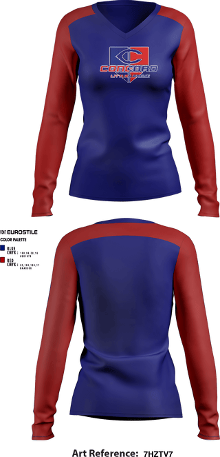Women's Long Sleeve Vneck Shirt, Concord Little League, Baseball, Teamtime, Team time, sublimation, custom sports apparel, team uniforms, spirit wear, spiritwear, sports uniforms, custom shirts, team store, custom team store, fundraiser sports, apparel fundraiser