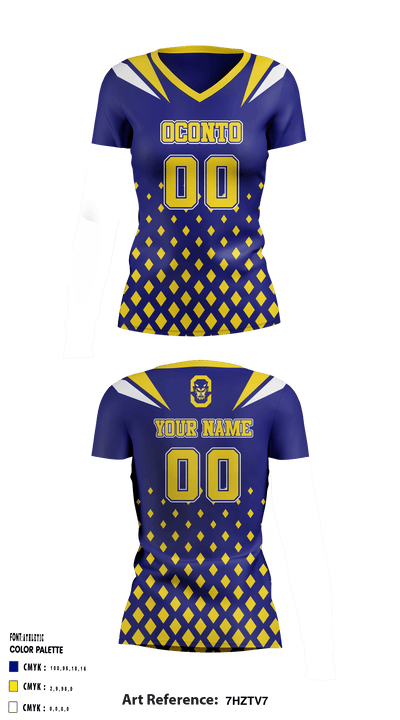 Oconto High School Volleyball 41591777 Women's Short Sleeve V-neck Shirt - 2