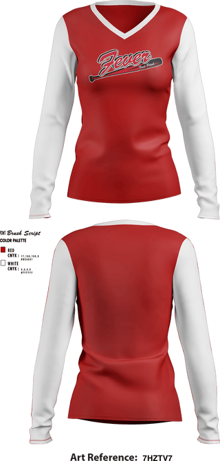Women's Long Sleeve Vneck Shirt, Maryland Fever Softball, Softball, Teamtime, Team time, sublimation, custom sports apparel, team uniforms, spirit wear, spiritwear, sports uniforms, custom shirts, team store, custom team store, fundraiser sports, apparel fundraiser