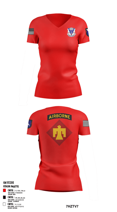 2-134 airborne 60941653 Women's Short Sleeve V-neck Shirt - 1