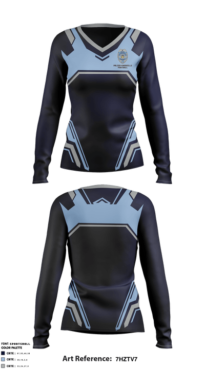 Police-Sandhills Football 67415575 Women's Long Sleeve V-neck Shirt - 2