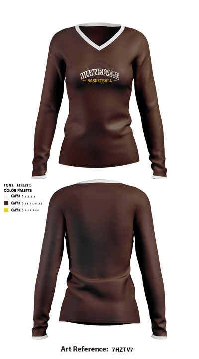 Waynedale High School Basketball 66944110 Women's Long Sleeve V-neck Shirt - 4
