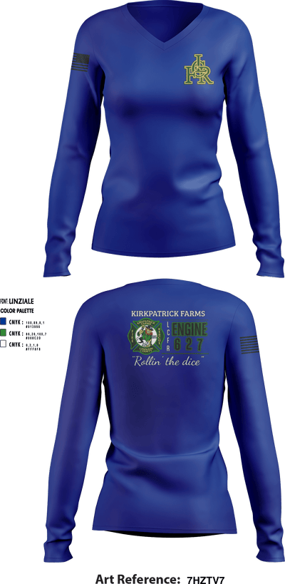Kirkpatrick Farms Loudoun CO 39130827 Women's Long Sleeve V-neck Shirt - 2