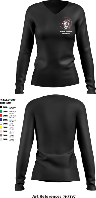 Women's Long Sleeve Vneck Shirt, Venom Sports Training, Men's Basketball, Teamtime, Team time, sublimation, custom sports apparel, team uniforms, spirit wear, spiritwear, sports uniforms, custom shirts, team store, custom team store, fundraiser sports, apparel fundraiser