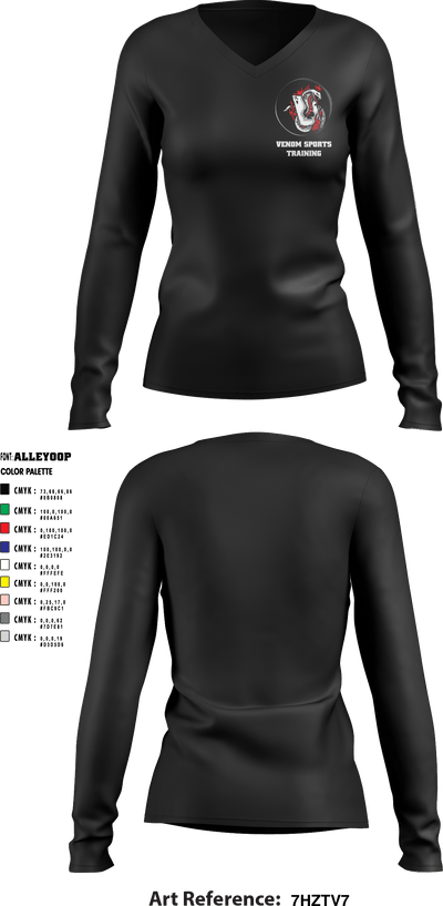 Venom Sports Training 59845358 Women's Long Sleeve V-neck Shirt - 1