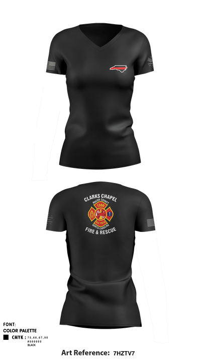 Clarks Chapel Fire & Rescue 66405091 Women's Short Sleeve V-neck Shirt - 2