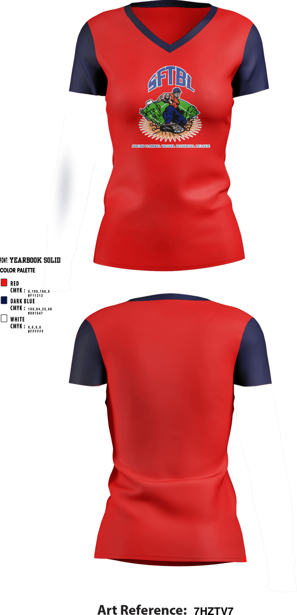Women's Short Sleeve Vneck Shirt, SOUTH FLORIDA TRAVEL BASEBALL LEAGUE, Baseball, Teamtime, Team time, sublimation, custom sports apparel, team uniforms, spirit wear, spiritwear, sports uniforms, custom shirts, team store, custom team store, fundraiser sports, apparel fundraiser