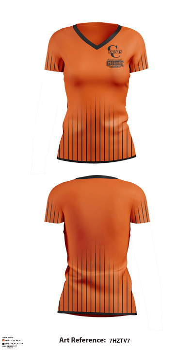 Churchville-Chili Senior High School Golf 1993666 Women's Short Sleeve V-neck Shirt - 1