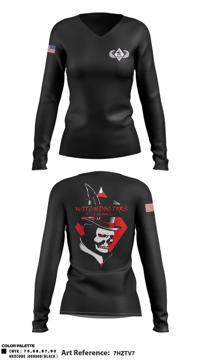 D co 6-101 AVN REGT 1442512 Women's Long Sleeve V-neck Shirt - 1