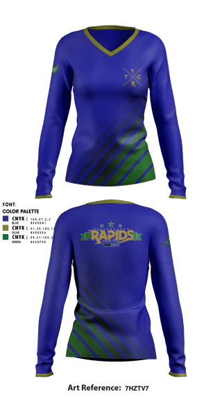 Women's Long Sleeve Vneck Shirt, Yellowstone Rapids Track, Track & Field, Teamtime, Team time, sublimation, custom sports apparel, team uniforms, spirit wear, spiritwear, sports uniforms, custom shirts, team store, custom team store, fundraiser sports, apparel fundraiser