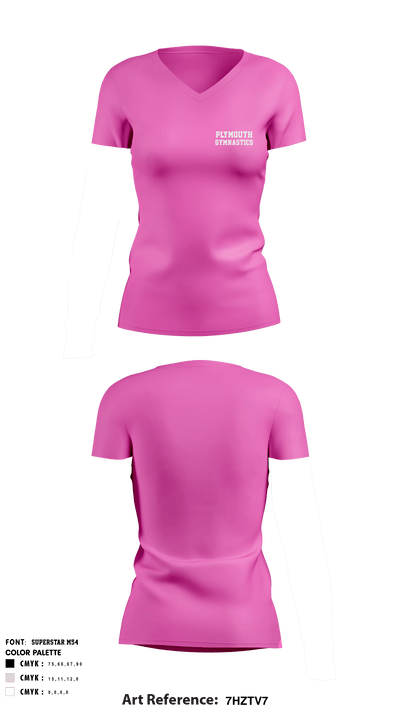 Plymouth Gymnastics 52029102 Women's Short Sleeve V-neck Shirt - 4