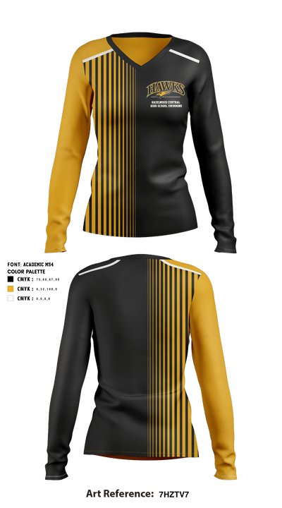 Hazelwood Central High School Swimming 28111002 Women's Long Sleeve V-neck Shirt - 1