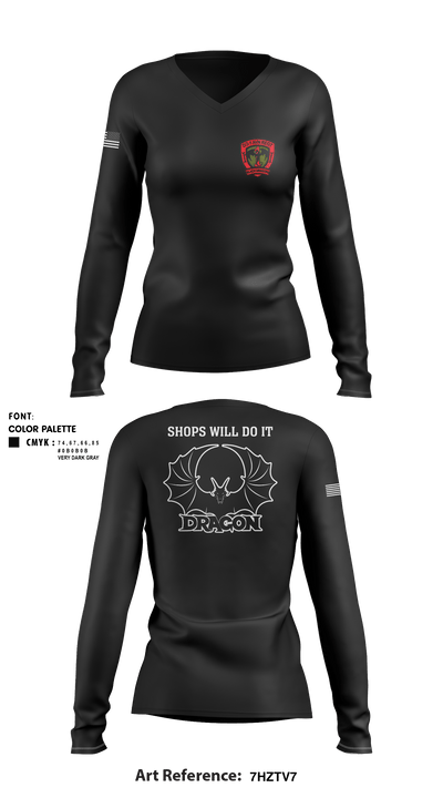 D.CO 3-1AHB 53613702 Women's Long Sleeve V-neck Shirt - 1