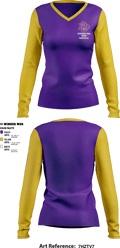 Diamond Bar Pony Baseball 12700368 Women's Long Sleeve V-neck Shirt - 1